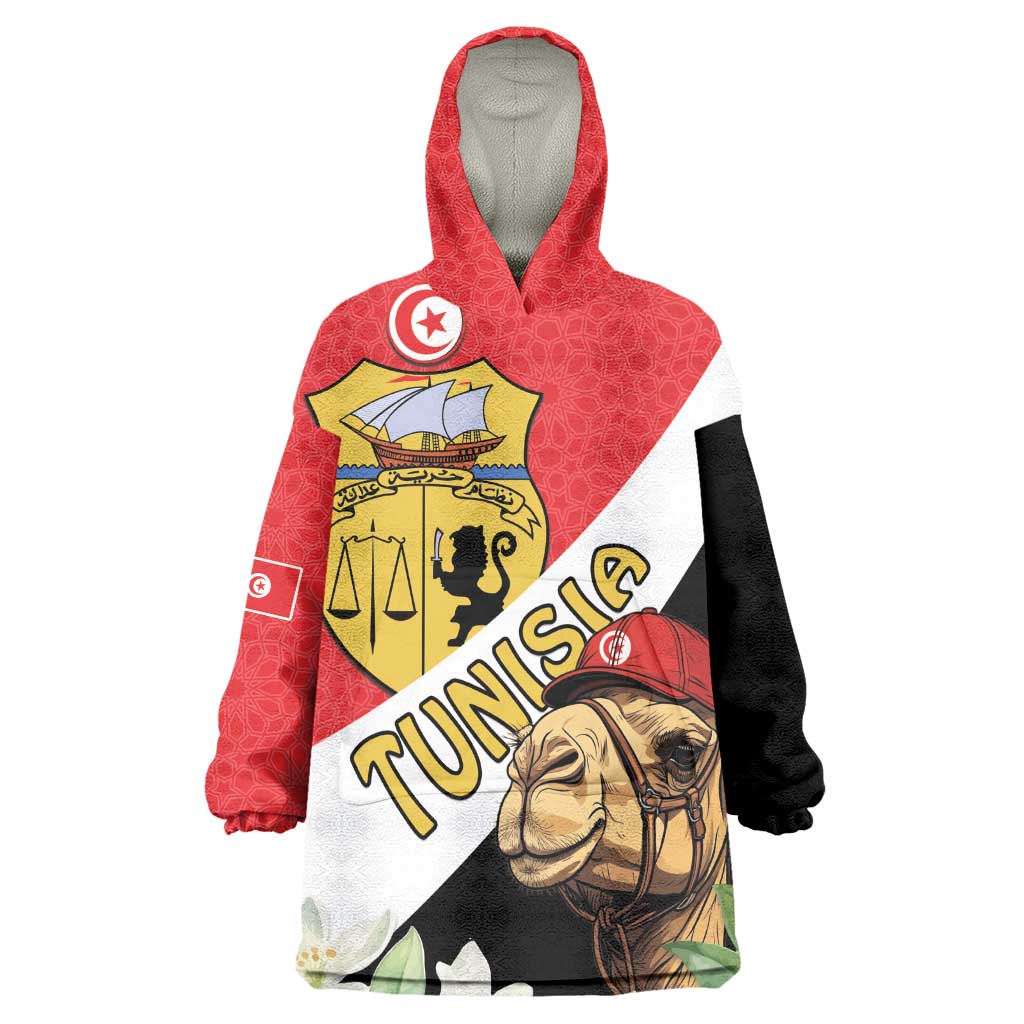 Personalized Afro Tunisia Wearable Blanket Hoodie Camelus Dromedarius With Jasmine LT15