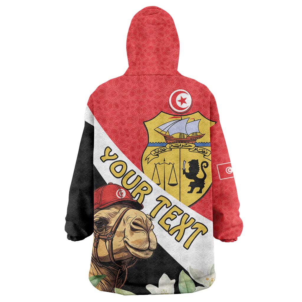 Personalized Afro Tunisia Wearable Blanket Hoodie Camelus Dromedarius With Jasmine LT15