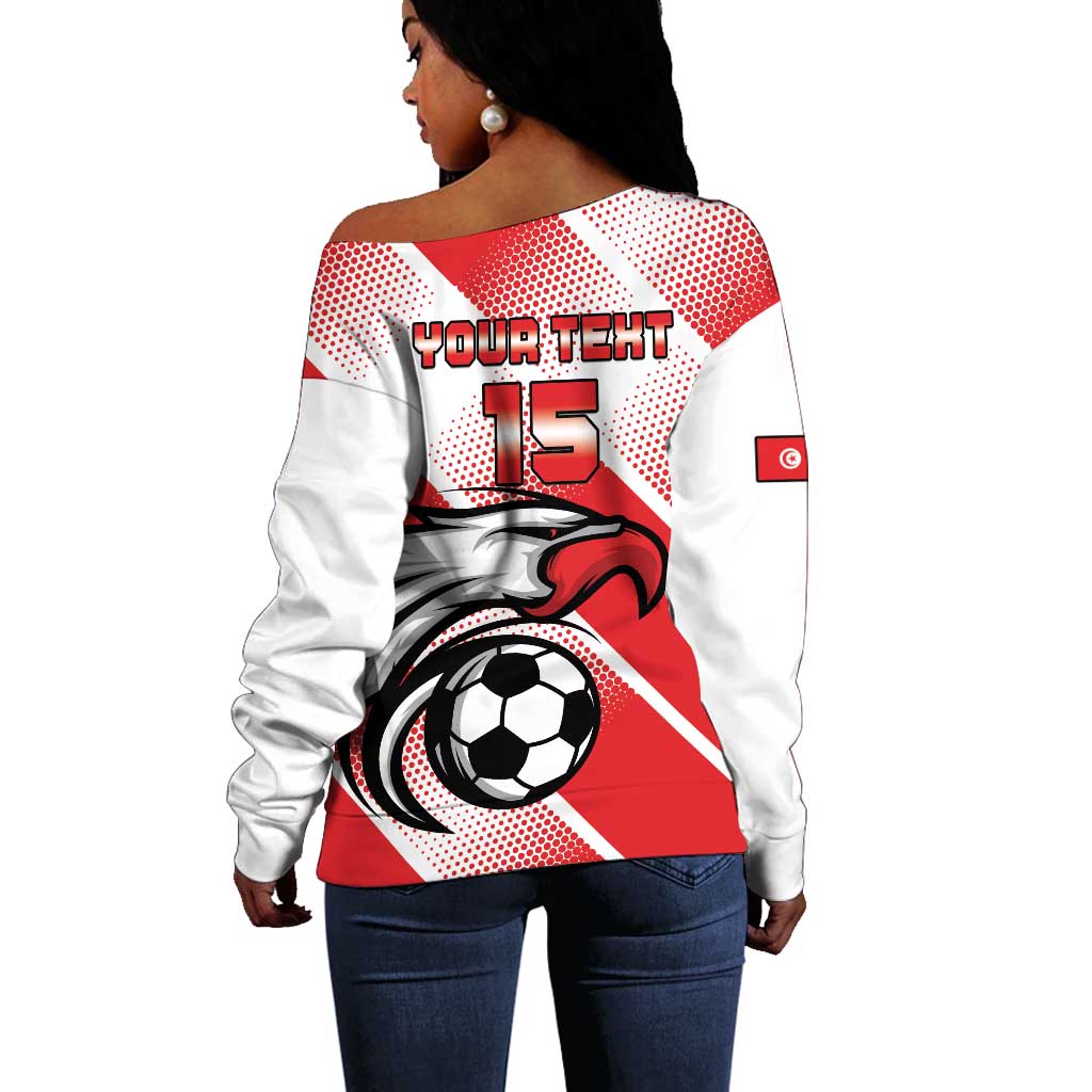 Custom Tunisia Football Off Shoulder Sweater Go Eagles of Carthage LT15