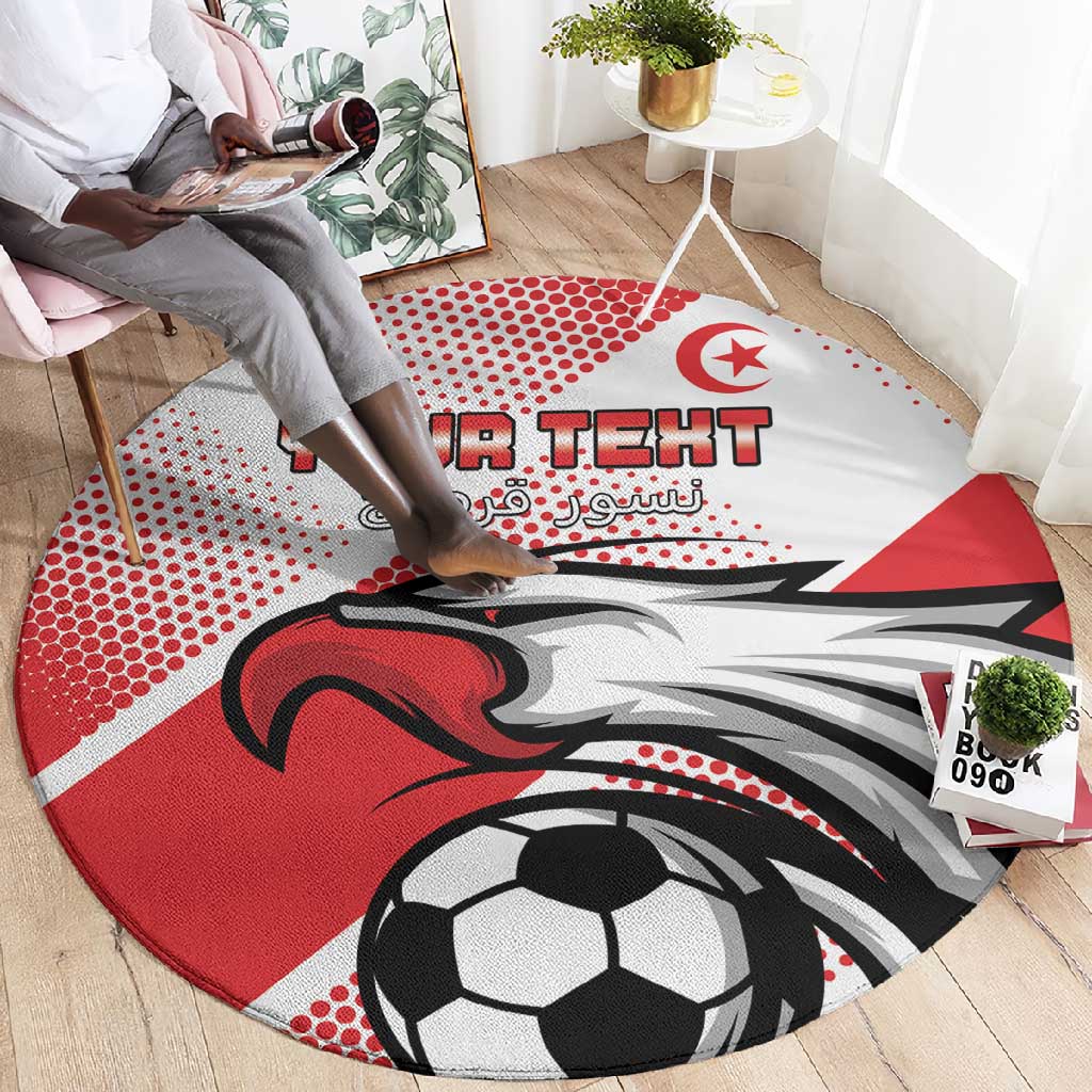 Custom Tunisia Football Round Carpet Go Eagles of Carthage LT15