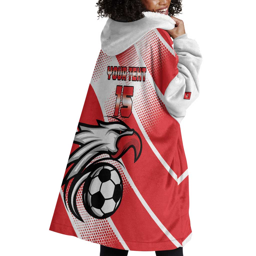 Custom Tunisia Football Wearable Blanket Hoodie Go Eagles of Carthage LT15