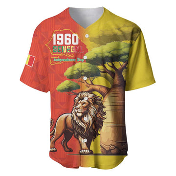 Afro Senegal Independence Day Baseball Jersey 65th Anniversary - Kente Pattern LT15