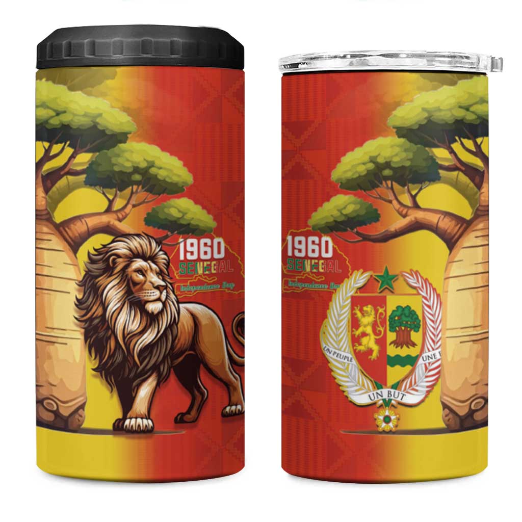 Afro Senegal Independence Day 4 in 1 Can Cooler Tumbler 65th Anniversary - Kente Pattern LT15