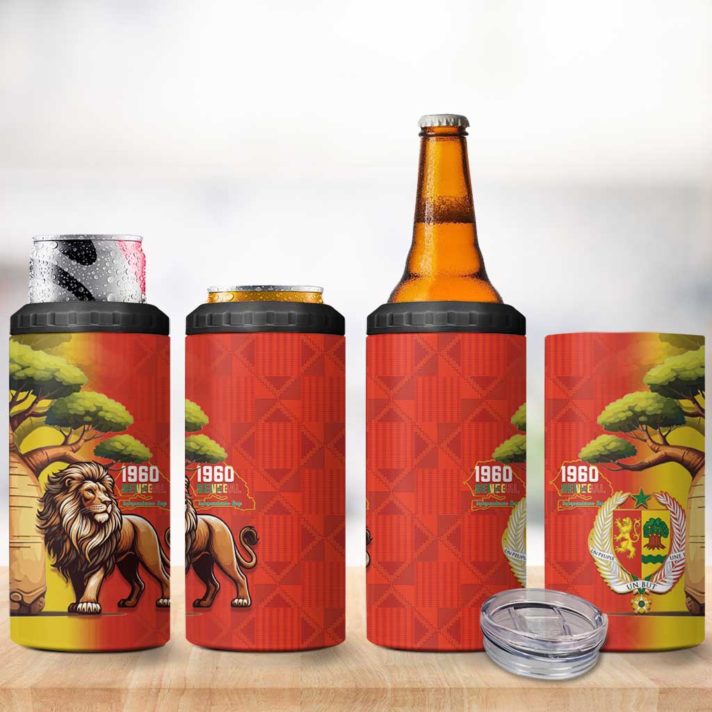 Afro Senegal Independence Day 4 in 1 Can Cooler Tumbler 65th Anniversary - Kente Pattern LT15