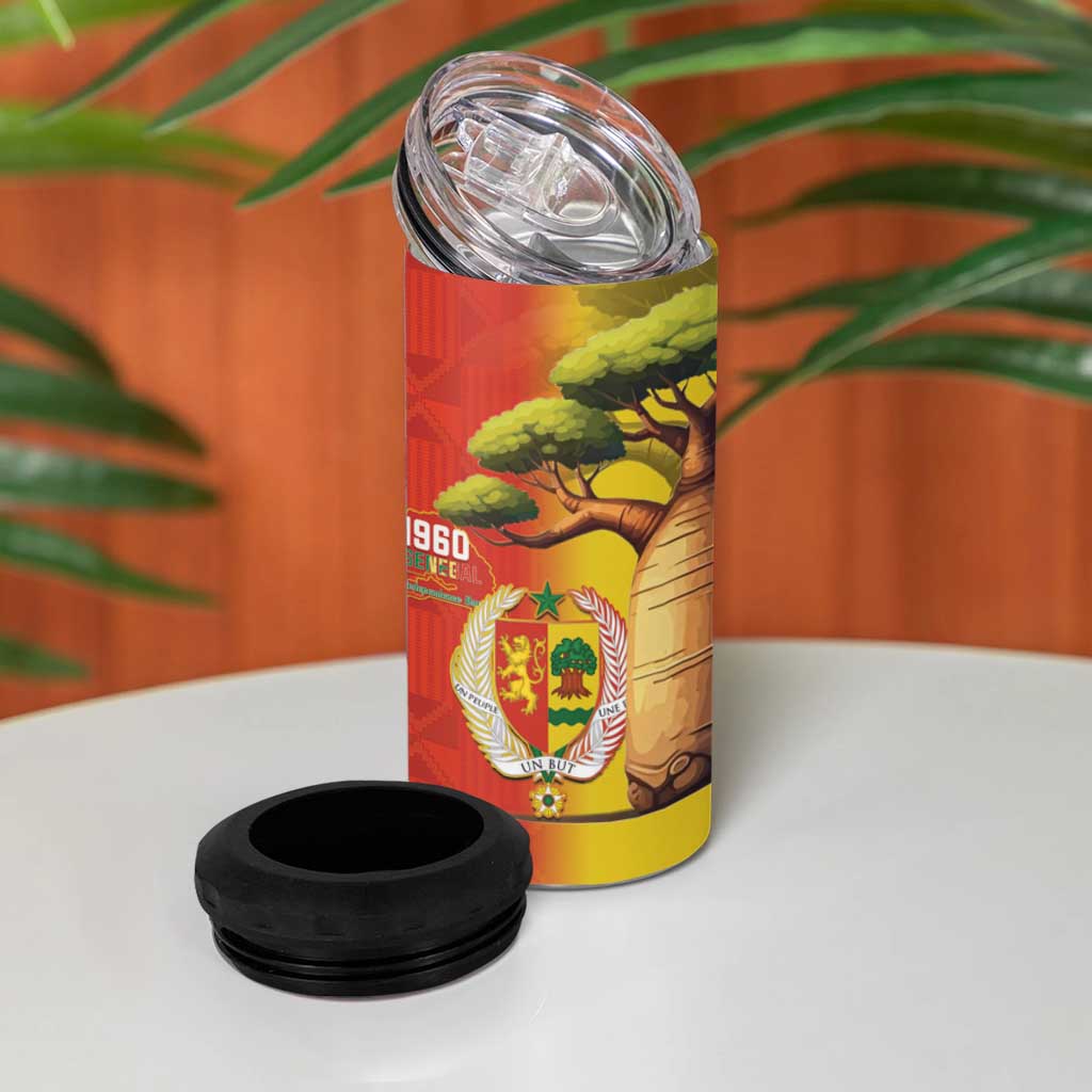 Afro Senegal Independence Day 4 in 1 Can Cooler Tumbler 65th Anniversary - Kente Pattern LT15