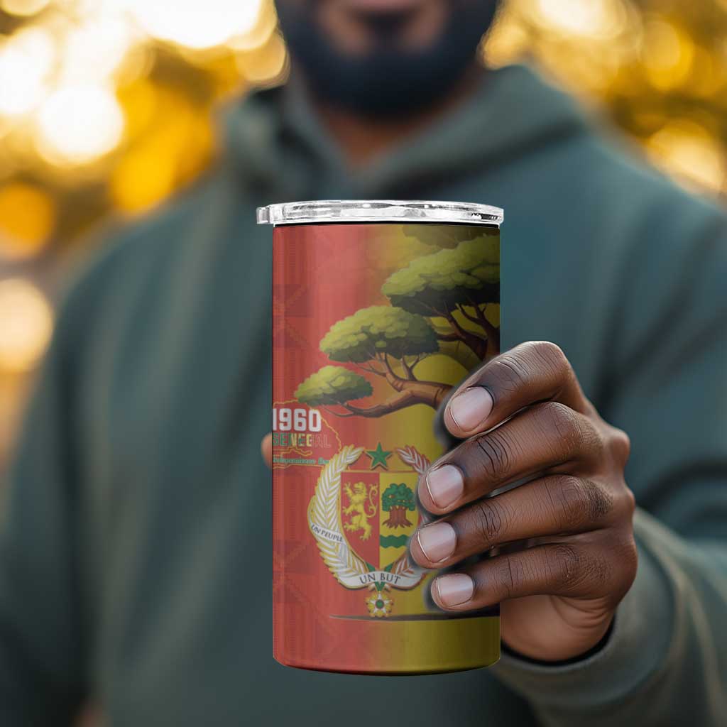 Afro Senegal Independence Day 4 in 1 Can Cooler Tumbler 65th Anniversary - Kente Pattern LT15