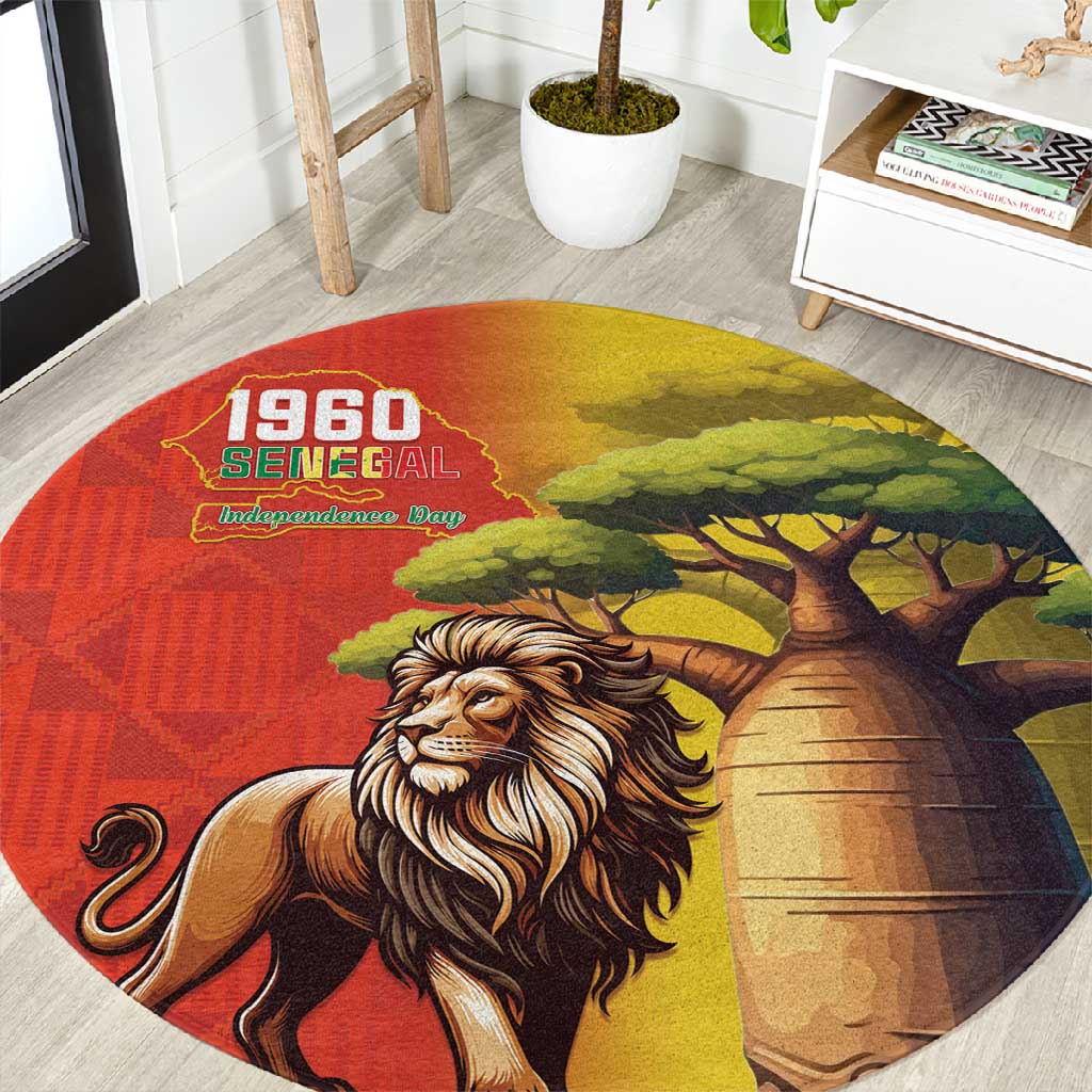 Afro Senegal Independence Day Round Carpet 65th Anniversary - Kente Pattern LT15