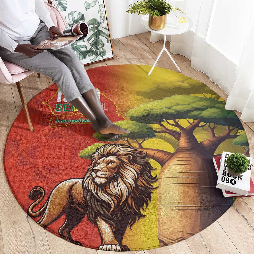 Afro Senegal Independence Day Round Carpet 65th Anniversary - Kente Pattern LT15