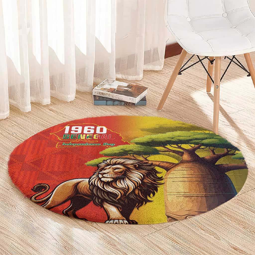 Afro Senegal Independence Day Round Carpet 65th Anniversary - Kente Pattern LT15