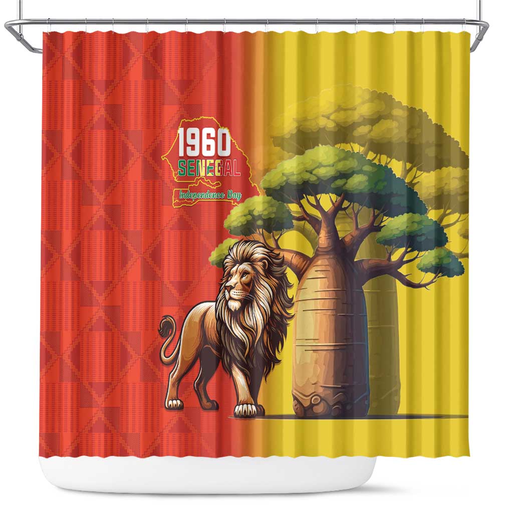 Senegal Independence Day Shower Curtain Lion With Baobab LT15