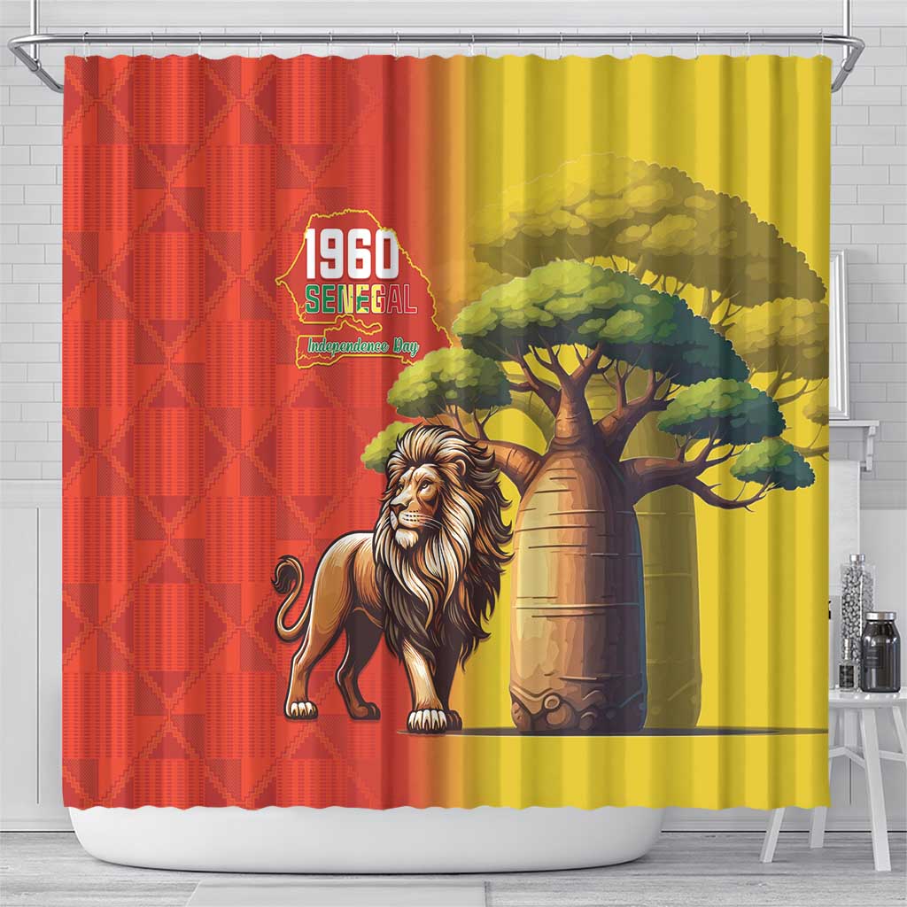 Senegal Independence Day Shower Curtain Lion With Baobab LT15