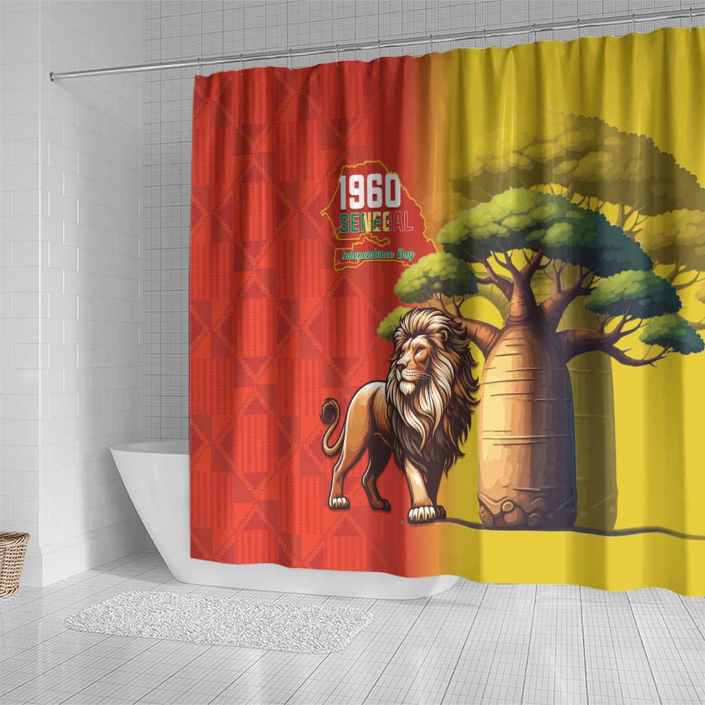 Senegal Independence Day Shower Curtain Lion With Baobab LT15