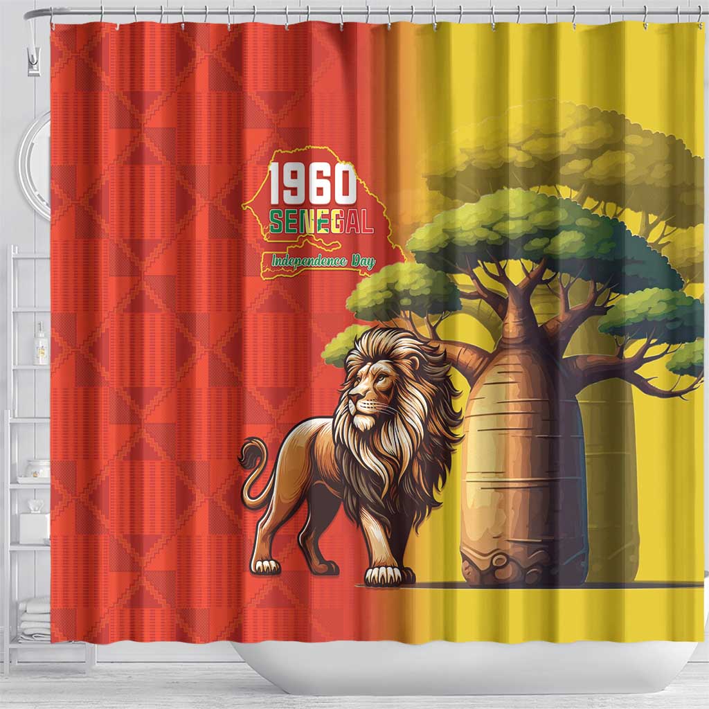 Senegal Independence Day Shower Curtain Lion With Baobab LT15