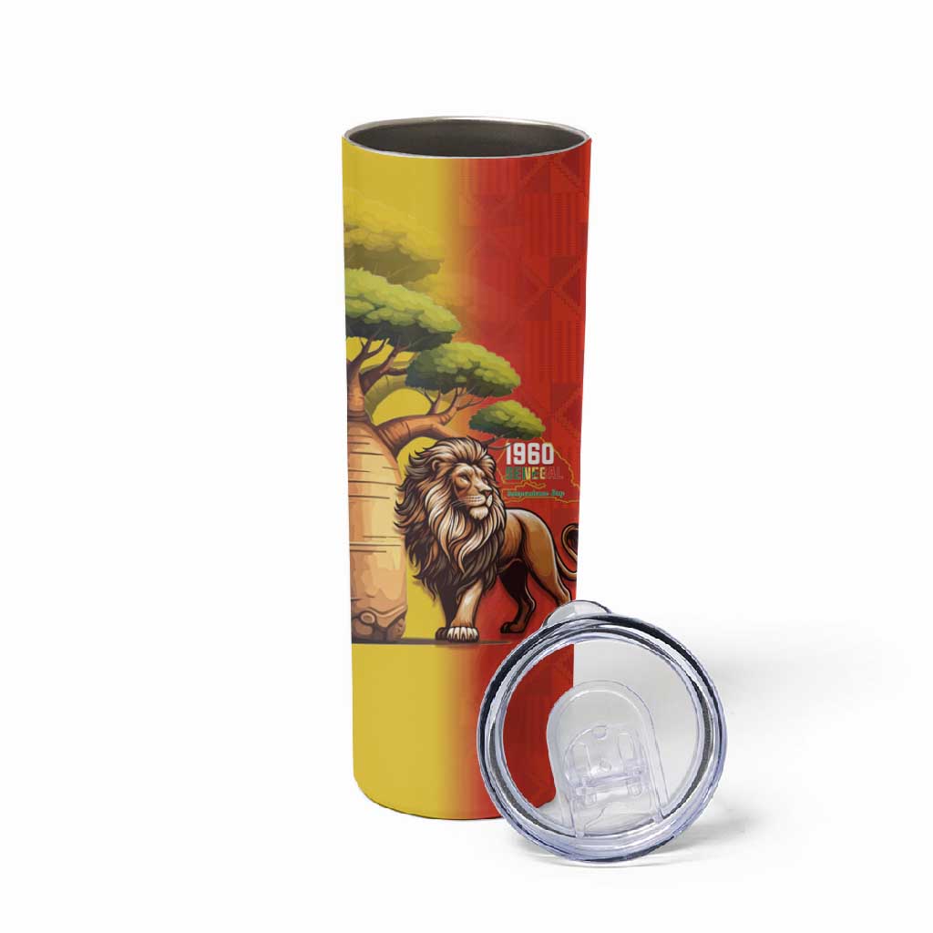 Afro Senegal Independence Day Skinny Tumbler 65th Anniversary - Kente Pattern LT15