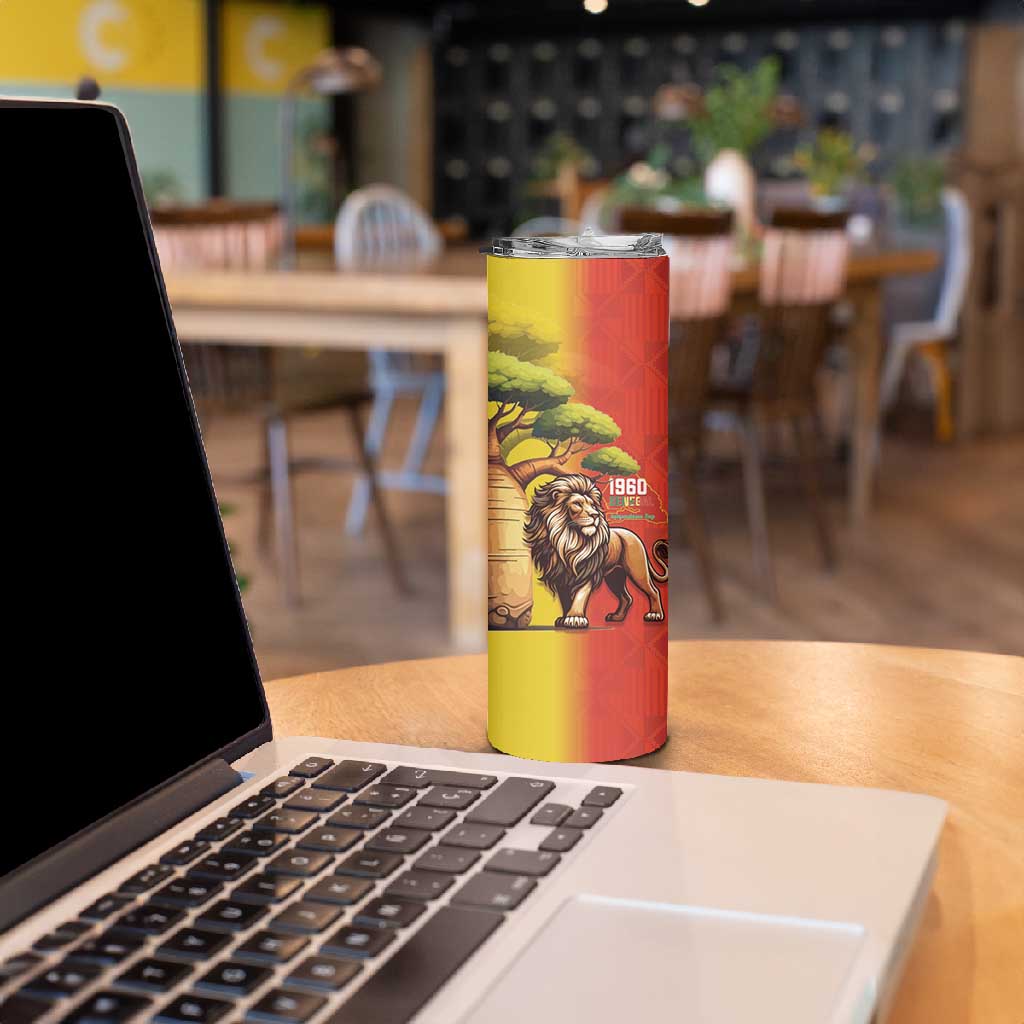 Afro Senegal Independence Day Skinny Tumbler 65th Anniversary - Kente Pattern LT15