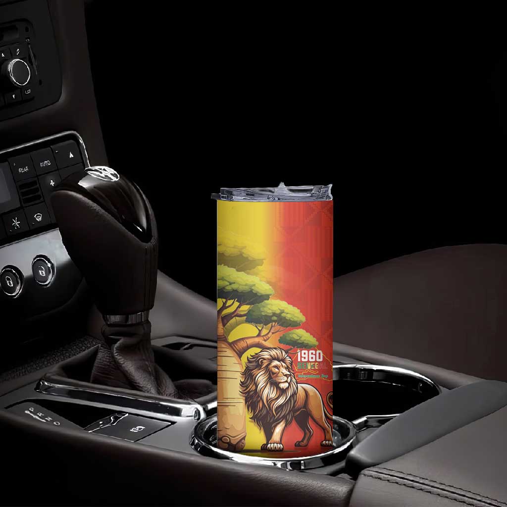 Afro Senegal Independence Day Skinny Tumbler 65th Anniversary - Kente Pattern LT15