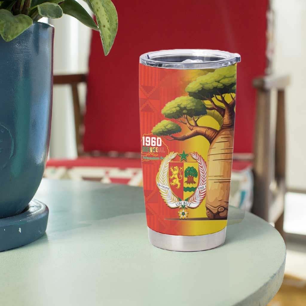 Afro Senegal Independence Day Tumbler Cup 65th Anniversary - Kente Pattern LT15