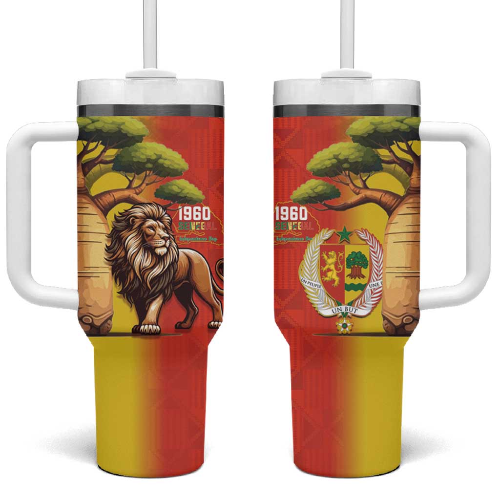 Afro Senegal Independence Day Tumbler With Handle 65th Anniversary - Kente Pattern LT15