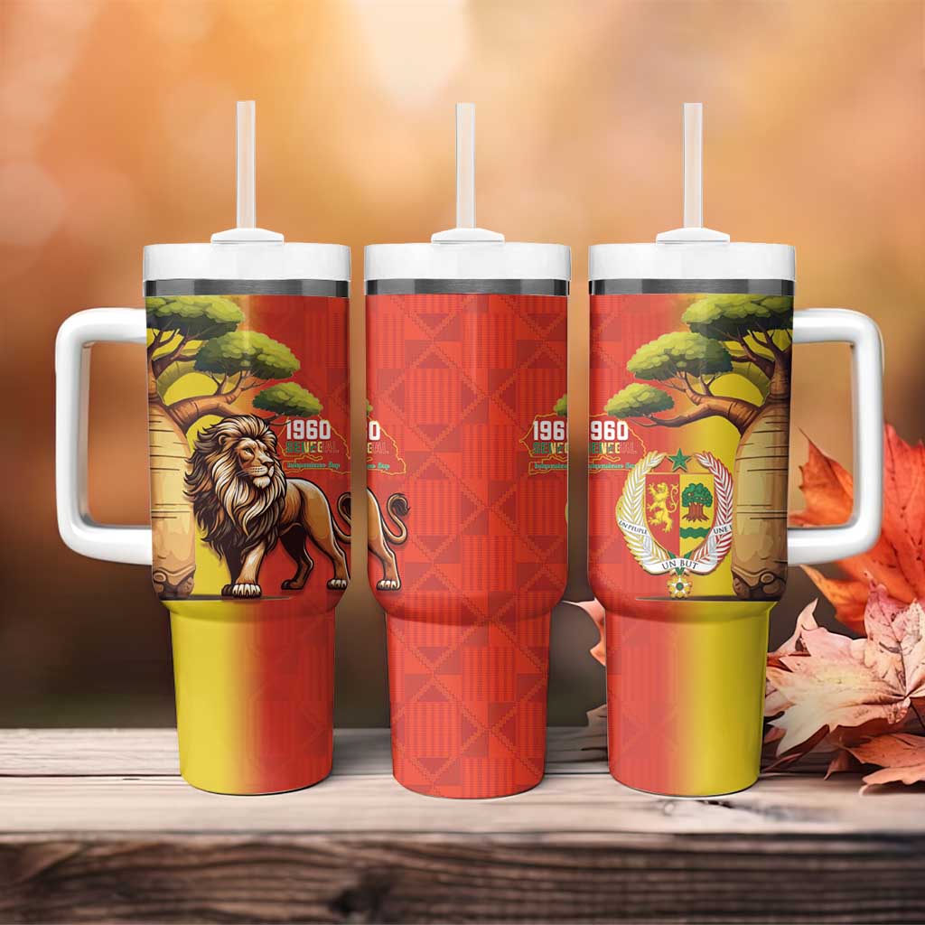 Afro Senegal Independence Day Tumbler With Handle 65th Anniversary - Kente Pattern LT15