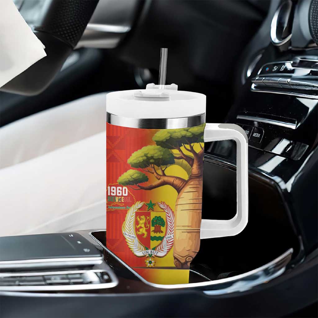 Afro Senegal Independence Day Tumbler With Handle 65th Anniversary - Kente Pattern LT15