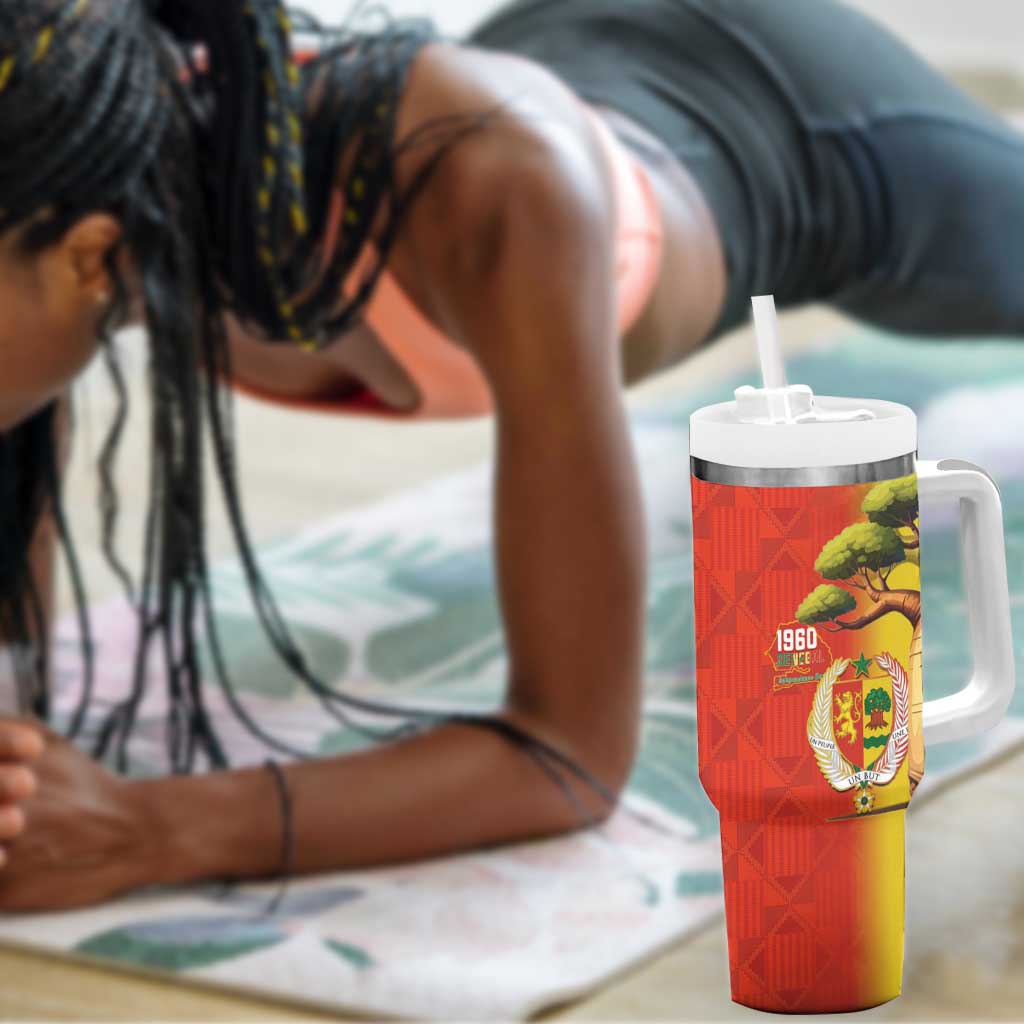 Afro Senegal Independence Day Tumbler With Handle 65th Anniversary - Kente Pattern LT15