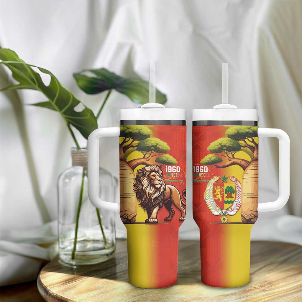 Afro Senegal Independence Day Tumbler With Handle 65th Anniversary - Kente Pattern LT15