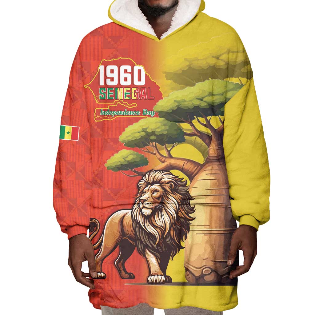 Afro Senegal Independence Day Wearable Blanket Hoodie 65th Anniversary - Kente Pattern LT15