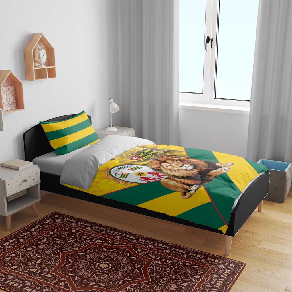 Happy Togo Independence Day Bedding Set Lion With Coat Of Arms - Kente Pattern LT15