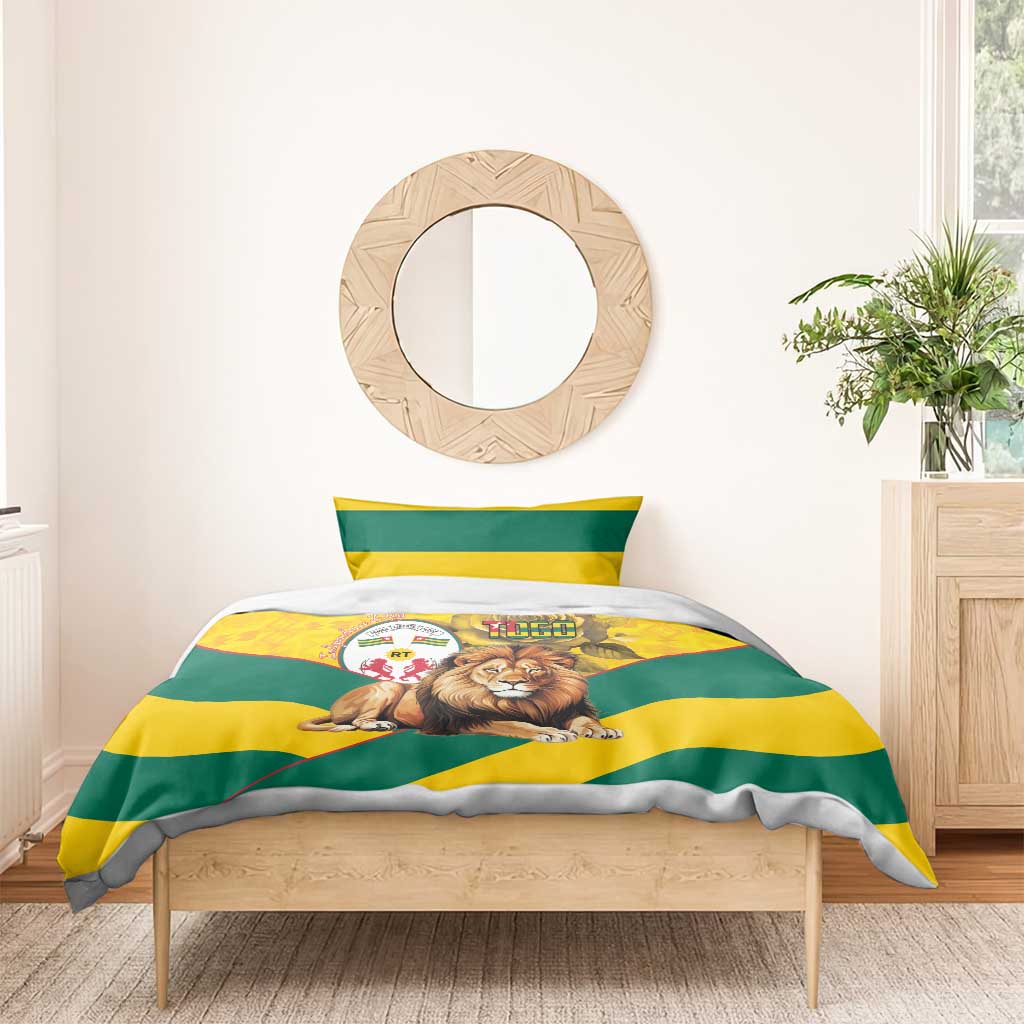 Happy Togo Independence Day Bedding Set Lion With Coat Of Arms - Kente Pattern LT15