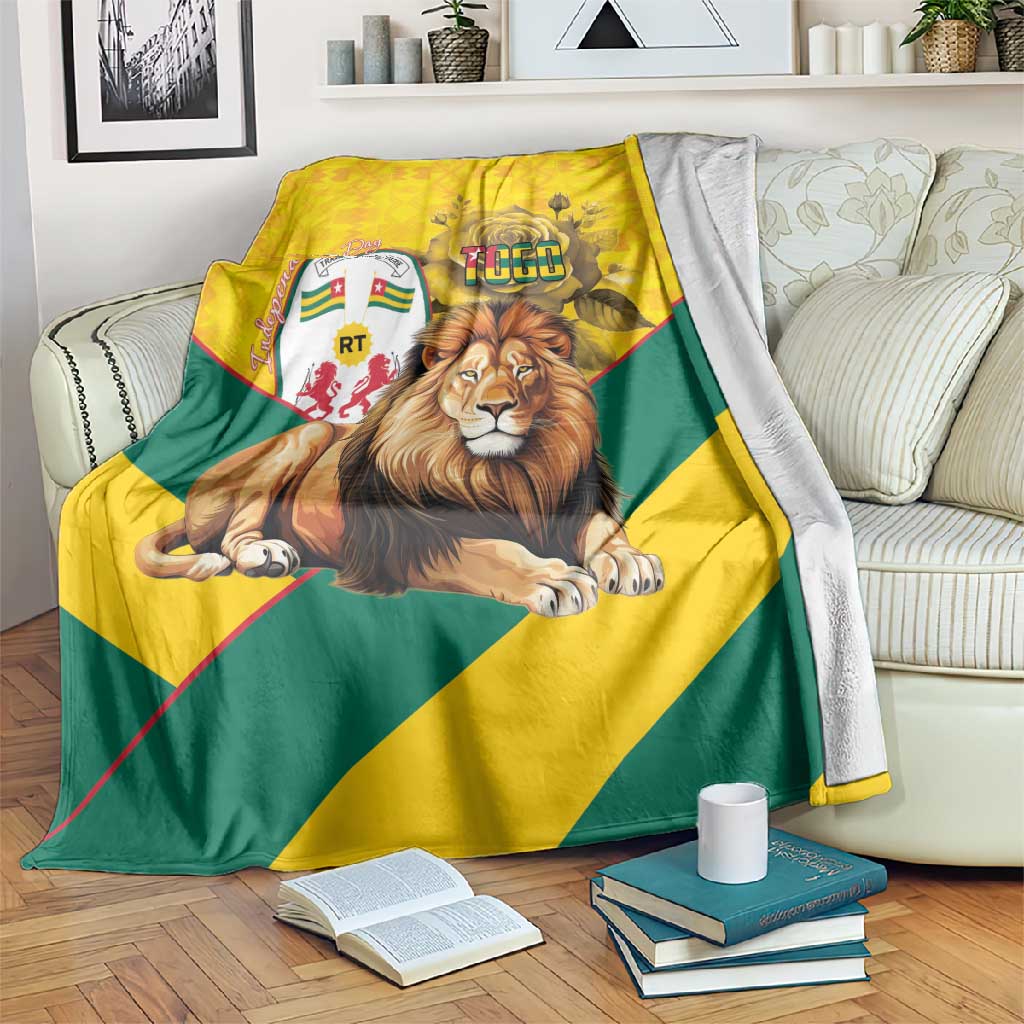 Happy Togo Independence Day Blanket Lion With Coat Of Arms - Kente Pattern LT15