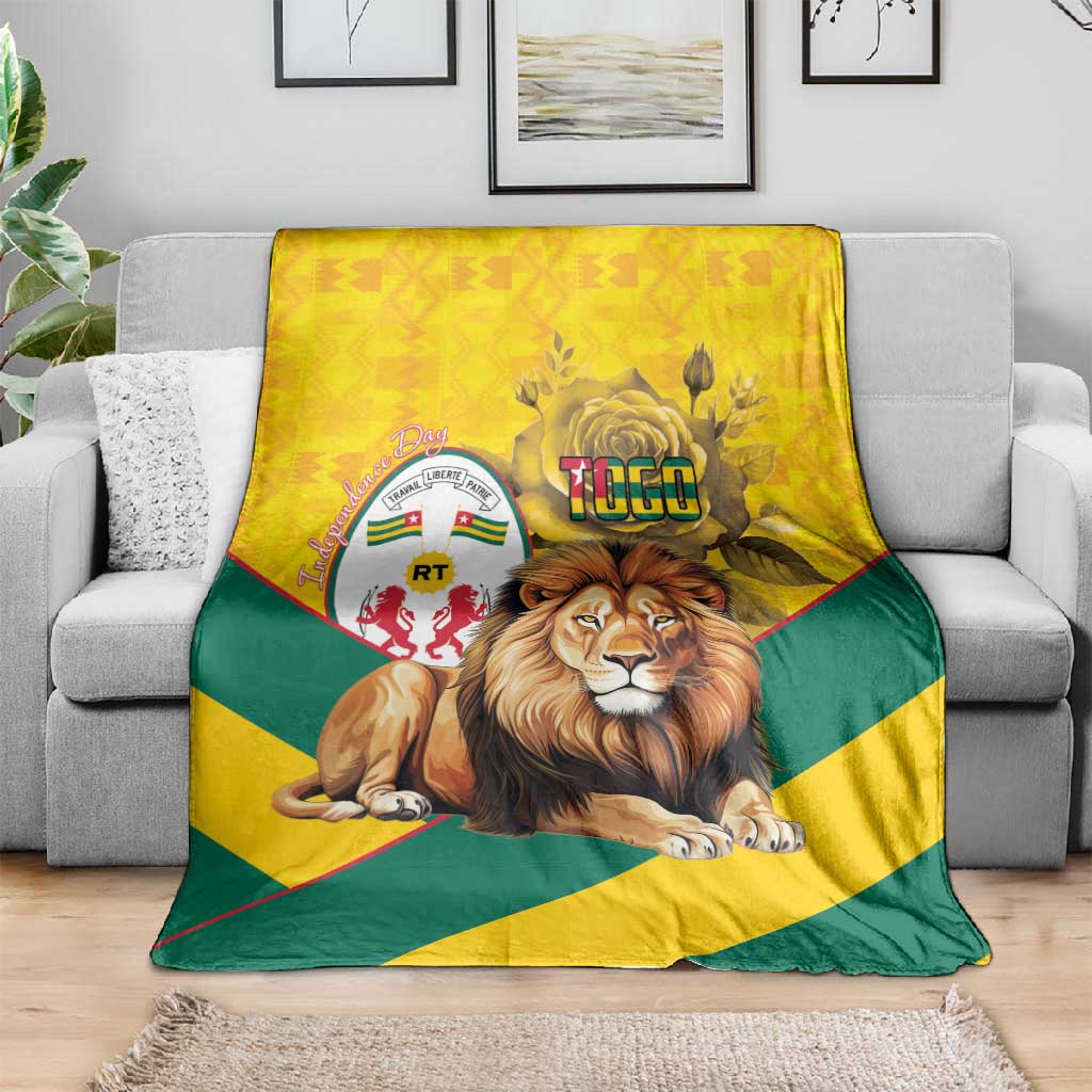 Happy Togo Independence Day Blanket Lion With Coat Of Arms - Kente Pattern LT15