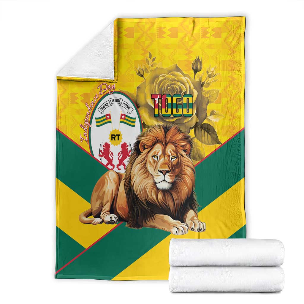 Happy Togo Independence Day Blanket Lion With Coat Of Arms - Kente Pattern LT15