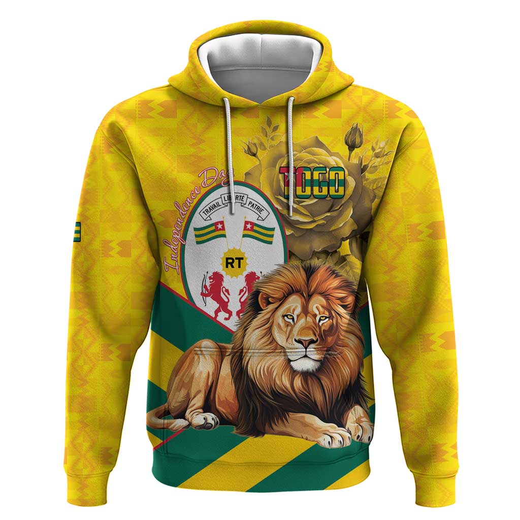 Togo Independence Day Hoodie Lion With Coat Of Arms Kente Pattern LT15