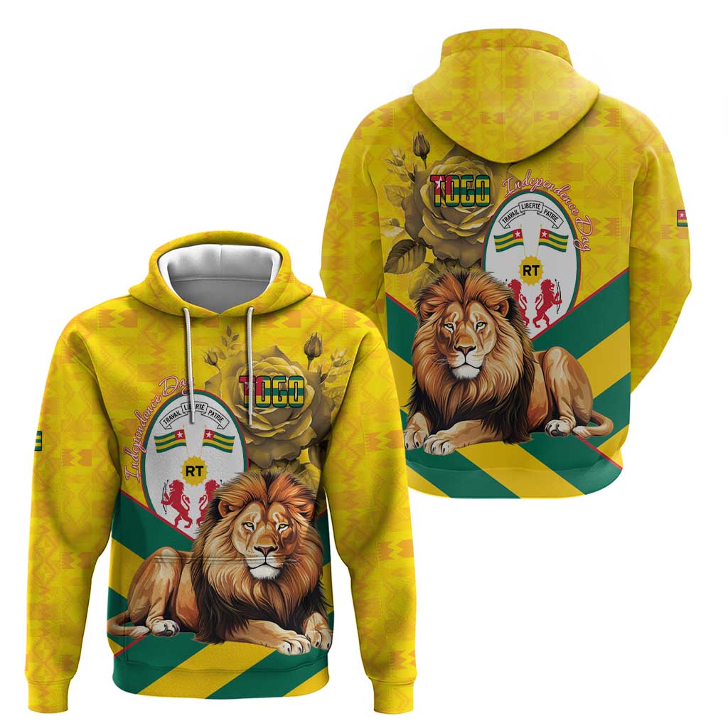 Togo Independence Day Hoodie Lion With Coat Of Arms Kente Pattern LT15