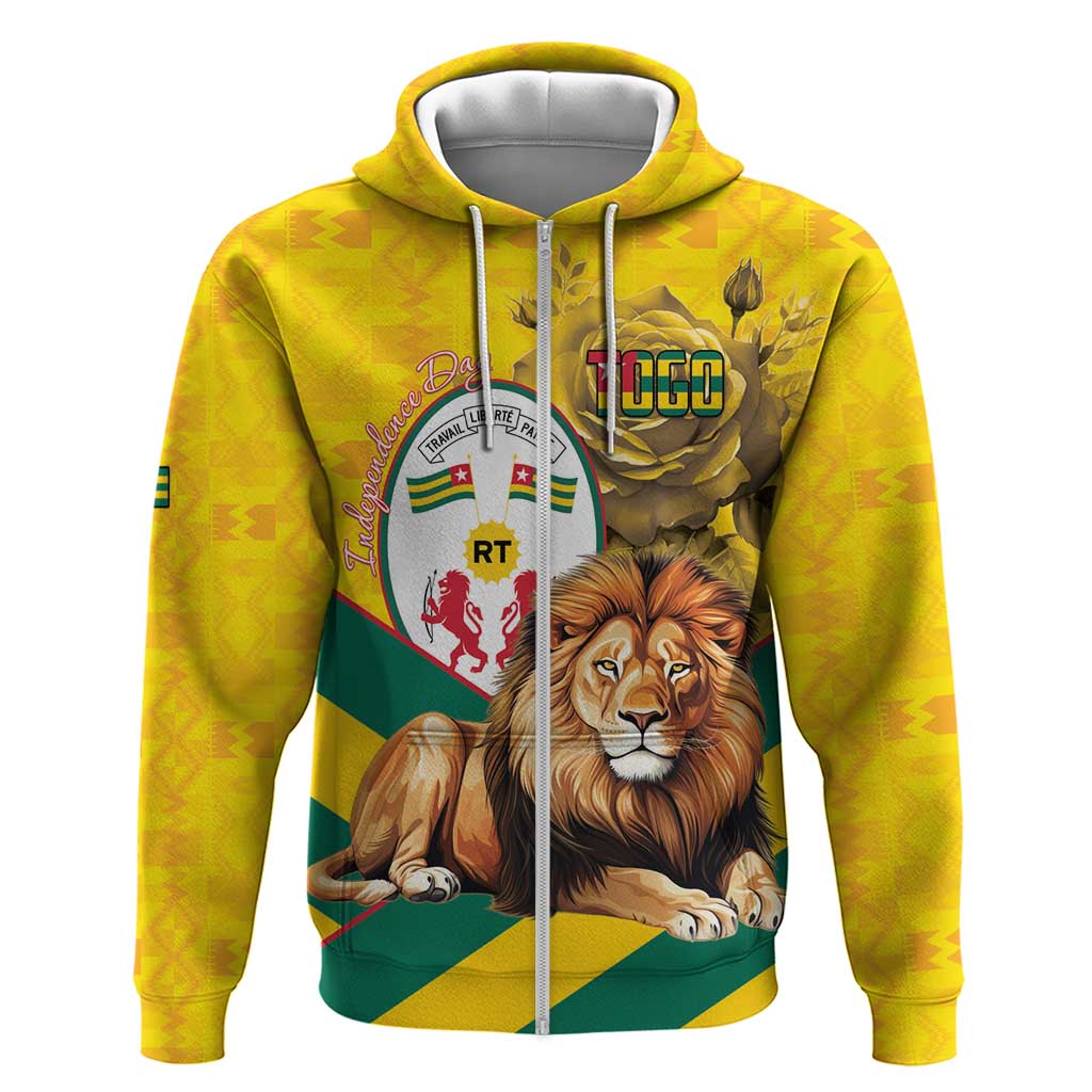 Togo Independence Day Hoodie Lion With Coat Of Arms Kente Pattern LT15