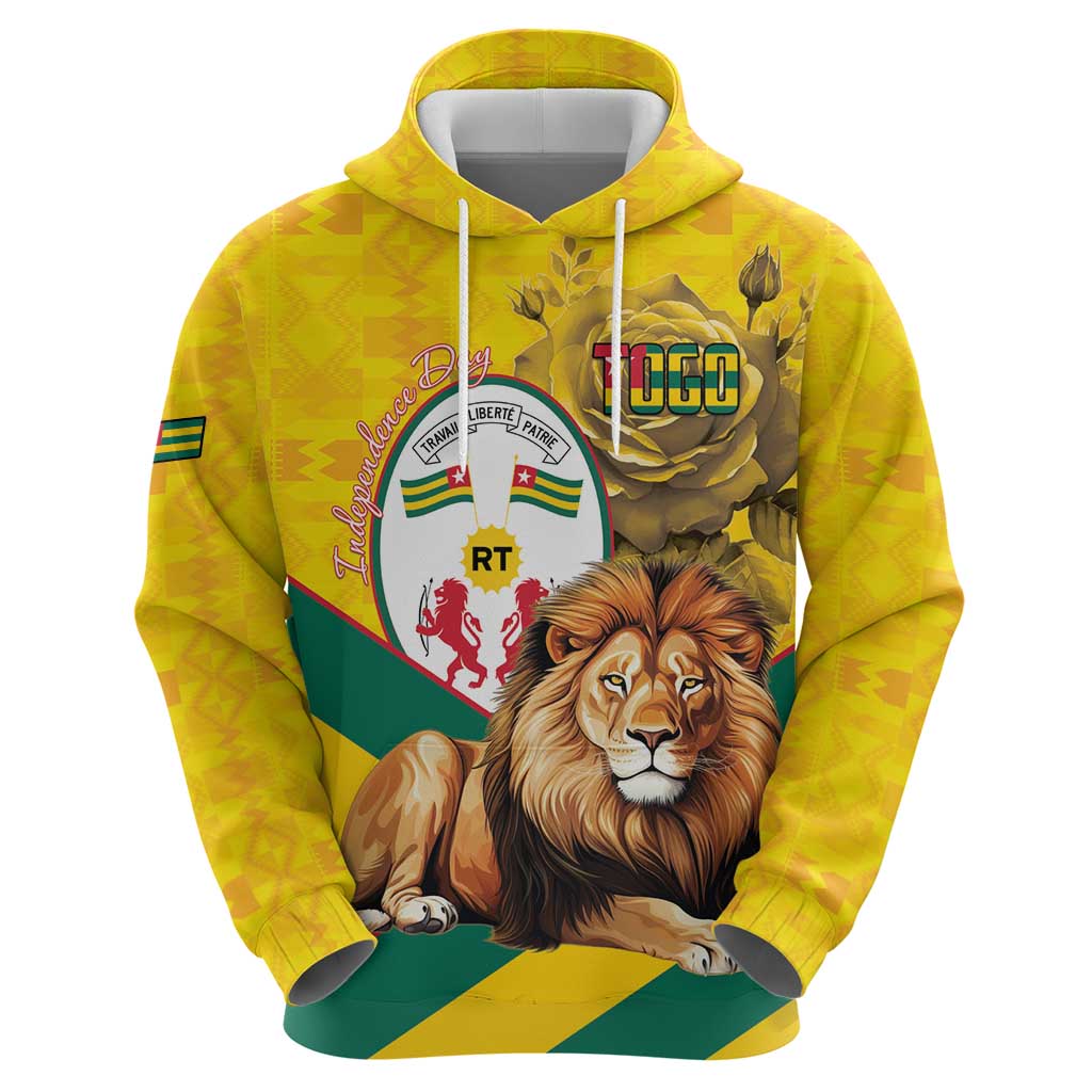 Togo Independence Day Hoodie Lion With Coat Of Arms Kente Pattern LT15