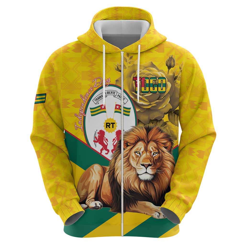 Togo Independence Day Hoodie Lion With Coat Of Arms Kente Pattern LT15