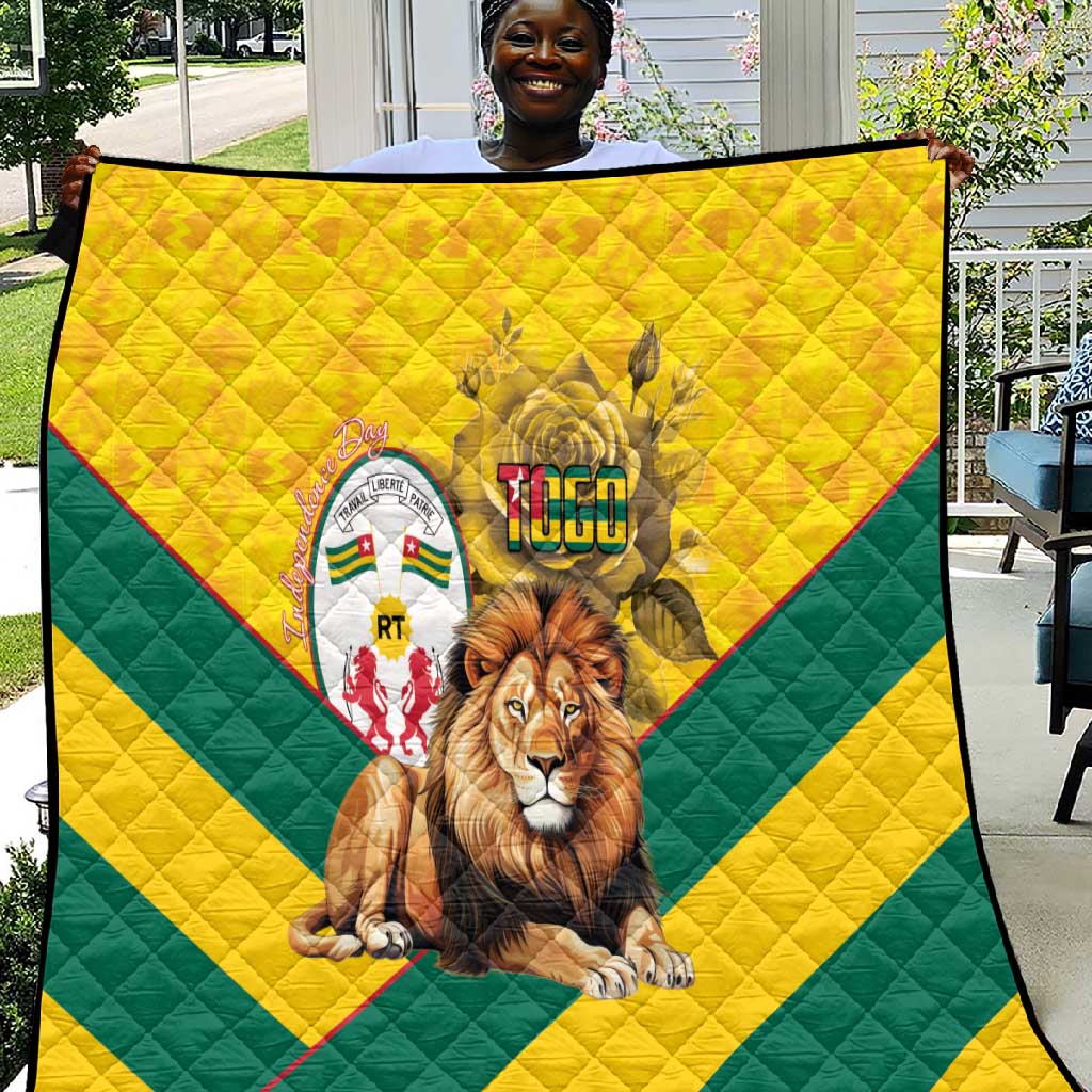 Happy Togo Independence Day Quilt Lion With Coat Of Arms - Kente Pattern LT15
