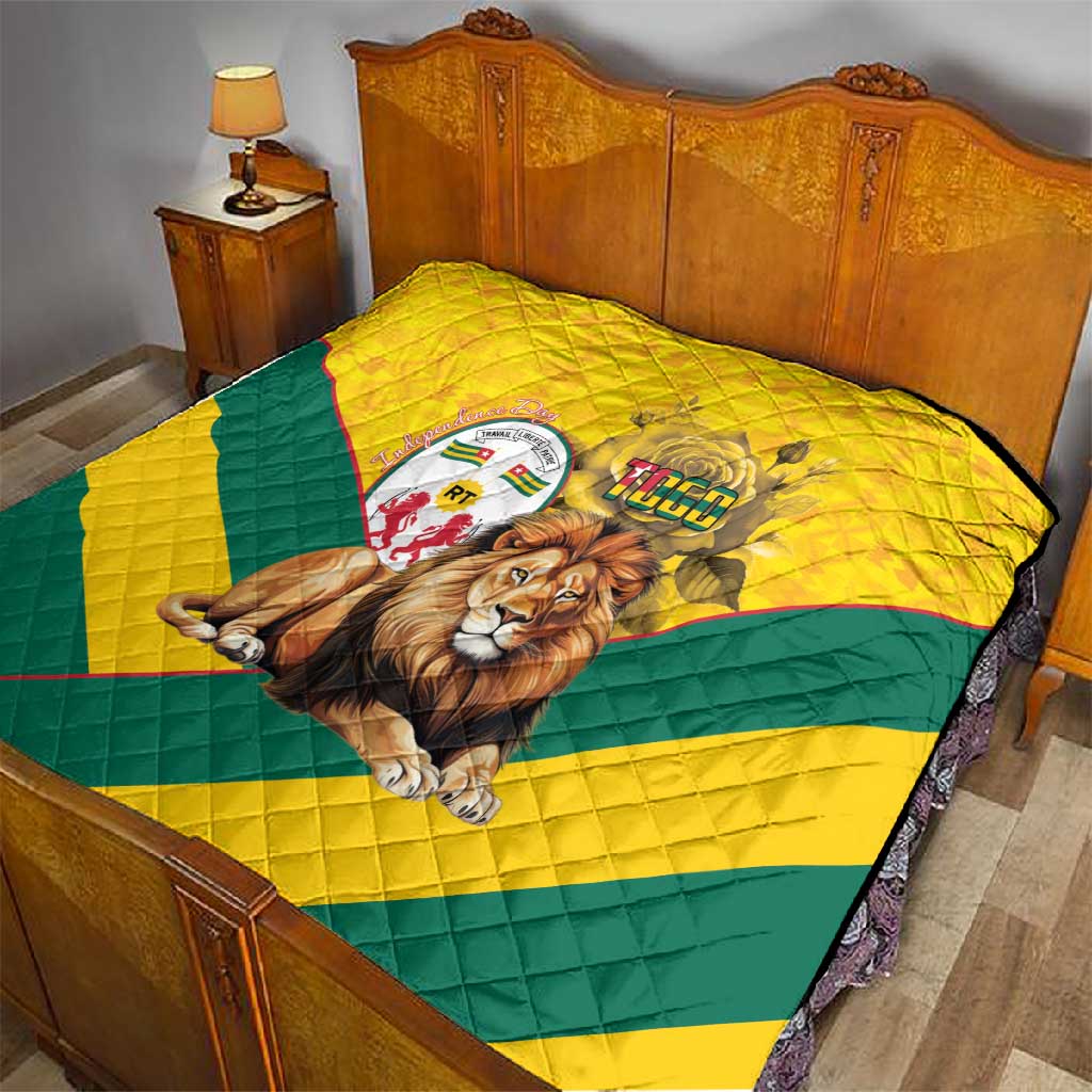 Happy Togo Independence Day Quilt Lion With Coat Of Arms - Kente Pattern LT15