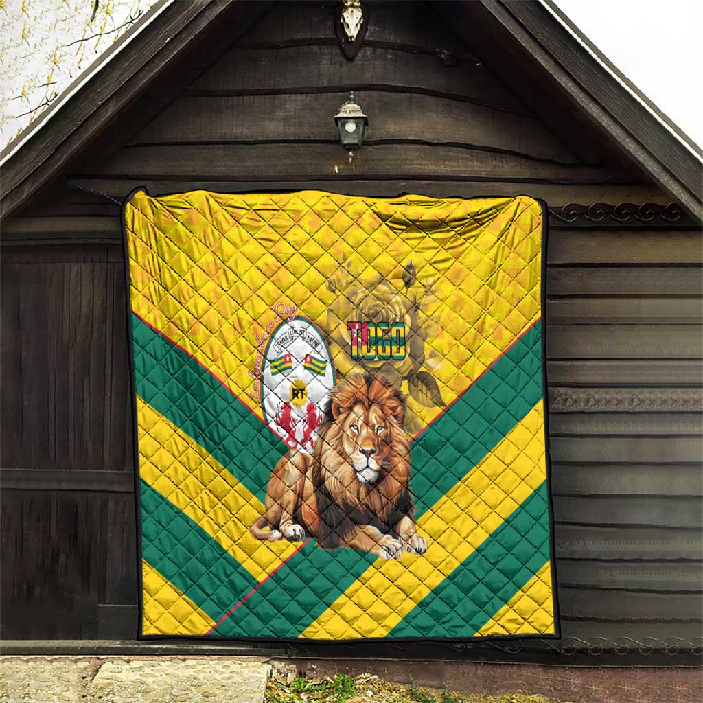 Happy Togo Independence Day Quilt Lion With Coat Of Arms - Kente Pattern LT15