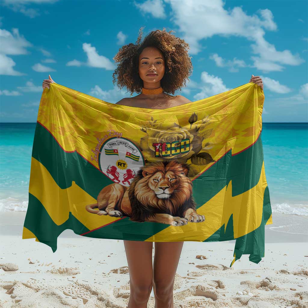 Happy Togo Independence Day Sarong Lion With Coat Of Arms - Kente Pattern LT15