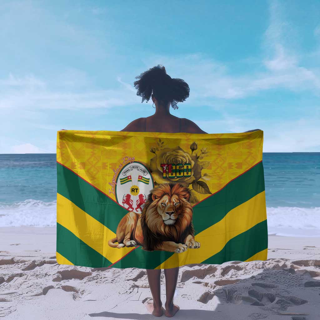 Happy Togo Independence Day Sarong Lion With Coat Of Arms - Kente Pattern LT15