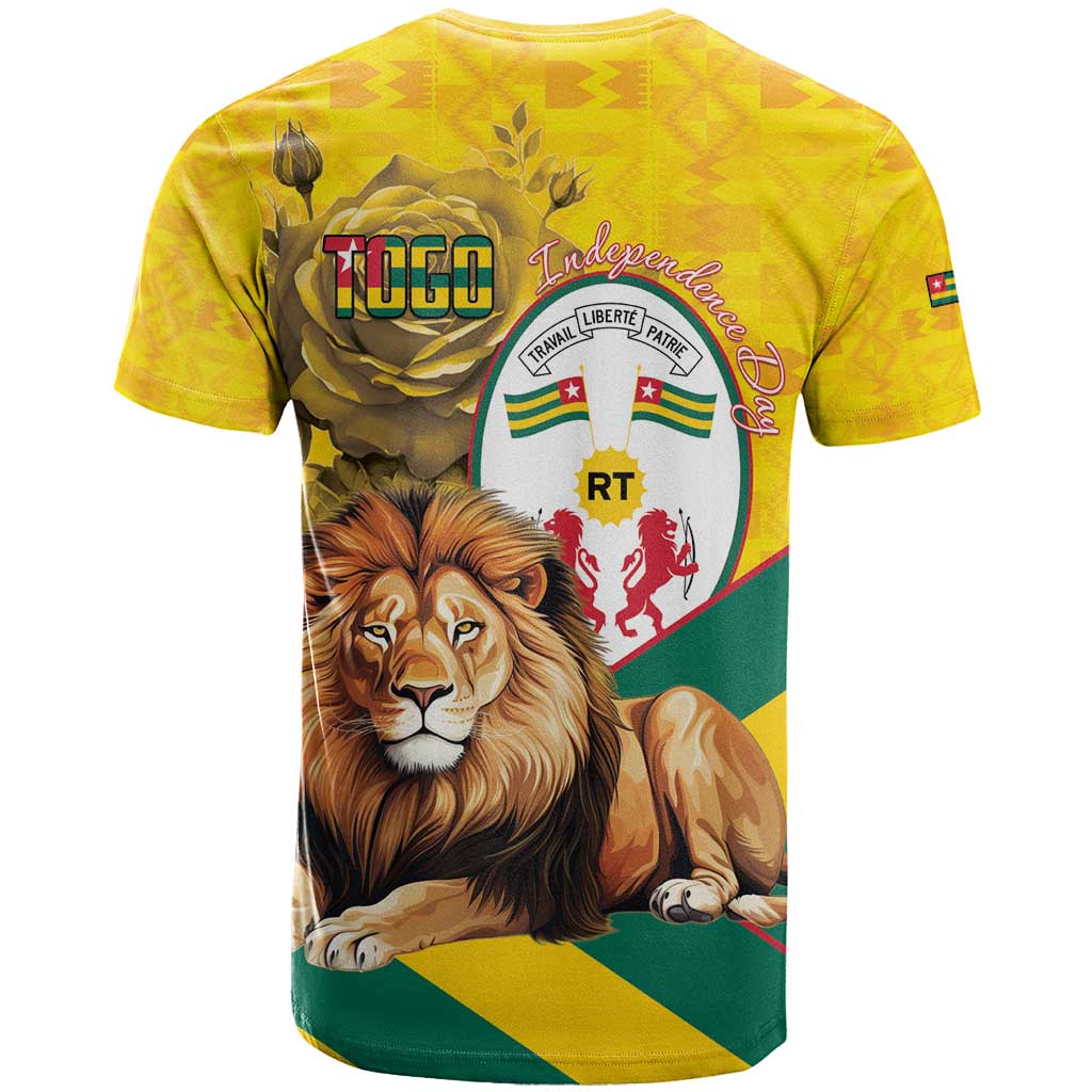 Happy Togo Independence Day T shirt Lion With Coat Of Arms - Kente Pattern LT15