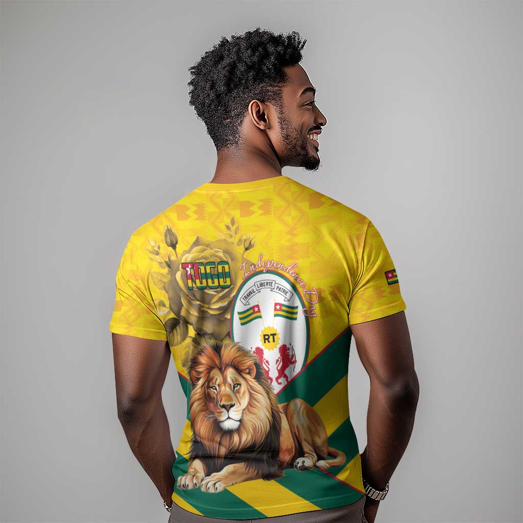 Happy Togo Independence Day T shirt Lion With Coat Of Arms - Kente Pattern LT15
