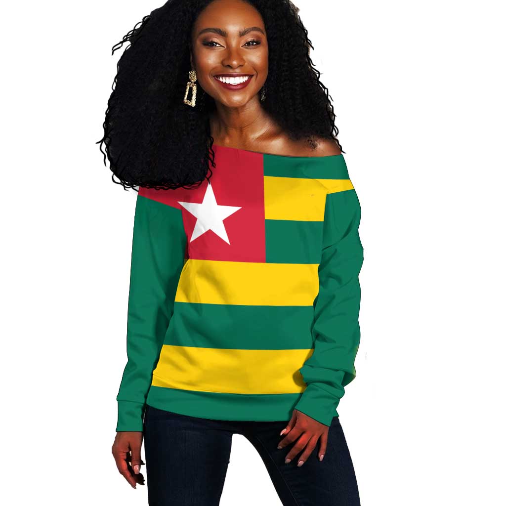 Togolese Independence Day Off Shoulder Sweater Flag Style LT15