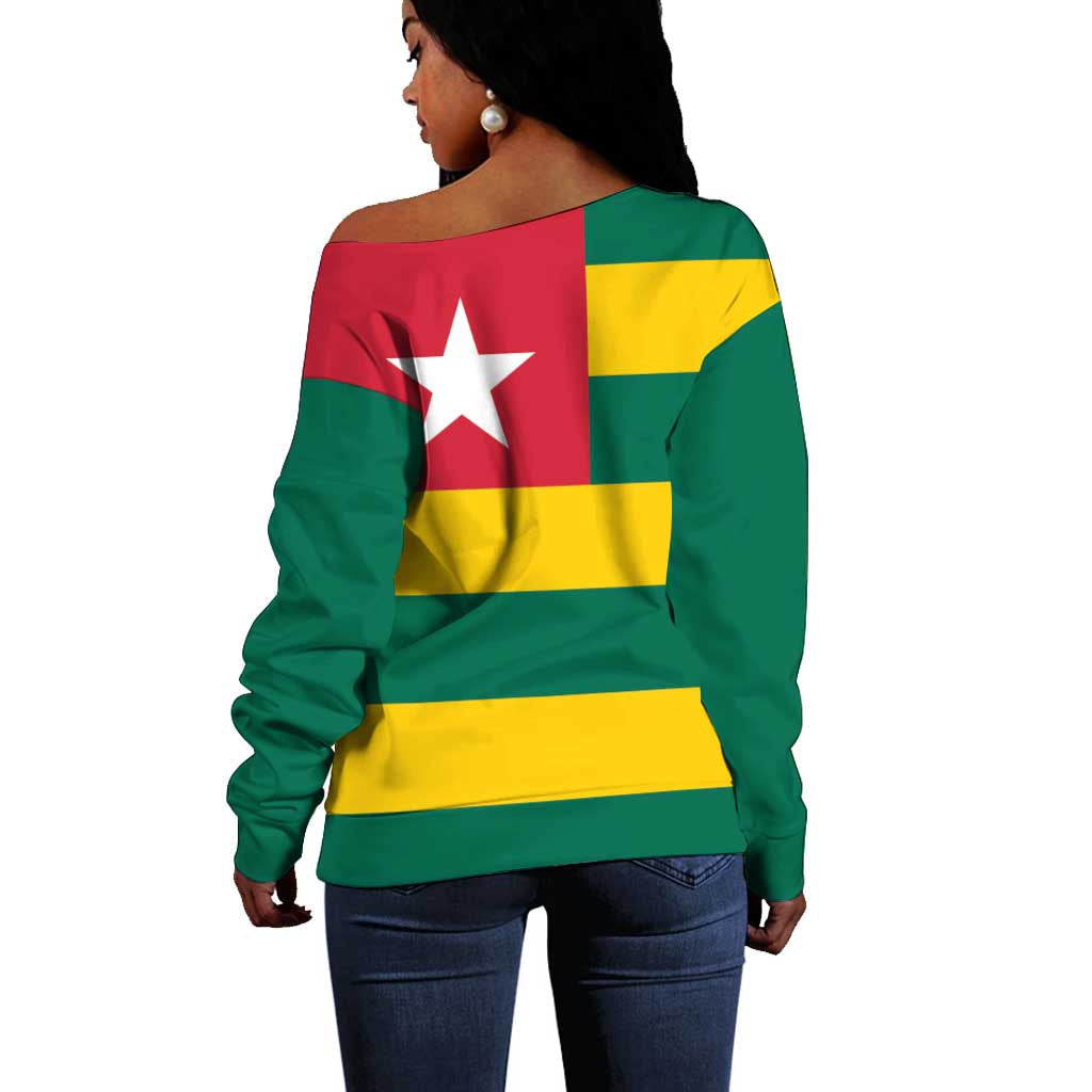 Togolese Independence Day Off Shoulder Sweater Flag Style LT15