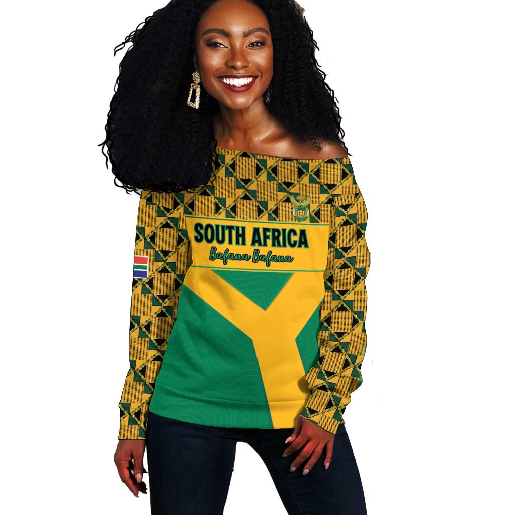 South Africa Soccer Custom Off Shoulder Sweater Bafana Bafana LT15