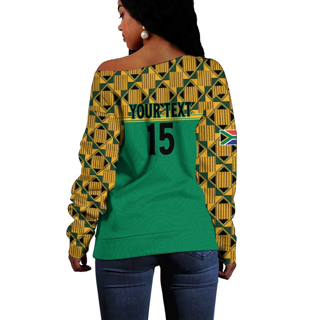 South Africa Soccer Custom Off Shoulder Sweater Bafana Bafana LT15