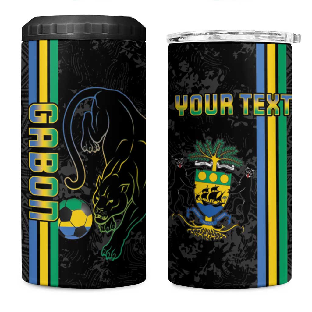 Custom Gabon Football 4 in 1 Can Cooler Tumbler Go Champions - Black Ver LT15
