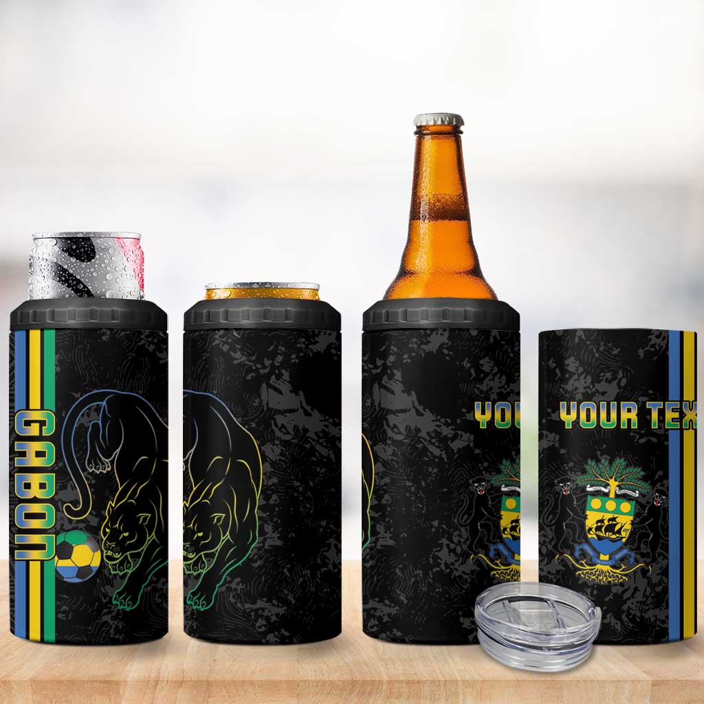 Custom Gabon Football 4 in 1 Can Cooler Tumbler Go Champions - Black Ver LT15